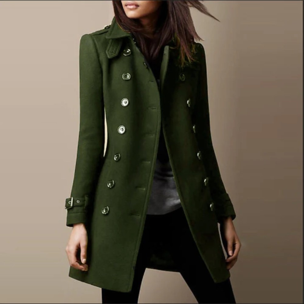 Danielle™ | Elegant Double Breasted Longline Trench Coat