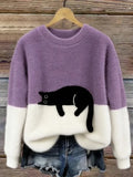 Rosalina™ | Elegant Cat Print Oversized Sweater