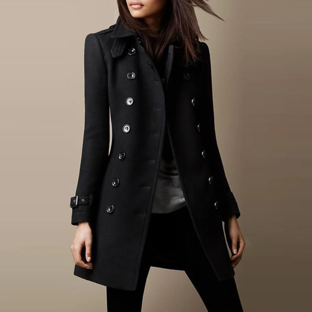 Danielle™ | Elegant Double Breasted Longline Trench Coat