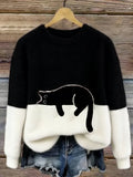 Juliana™ | Elegant Cat Print Oversized Sweater