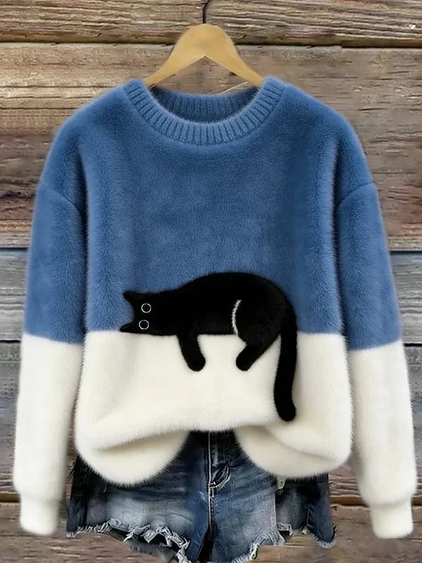 Mariana™ | Elegant Cat Print Oversized Sweater