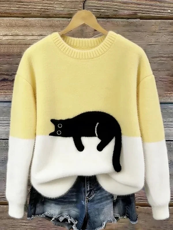 Magnolia™ | Elegant Cat Print Oversized Sweater