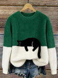 Leonora™ | Elegant Cat Print Oversized Sweater