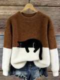 Delphine™ | Elegant Cat Print Oversized Sweater
