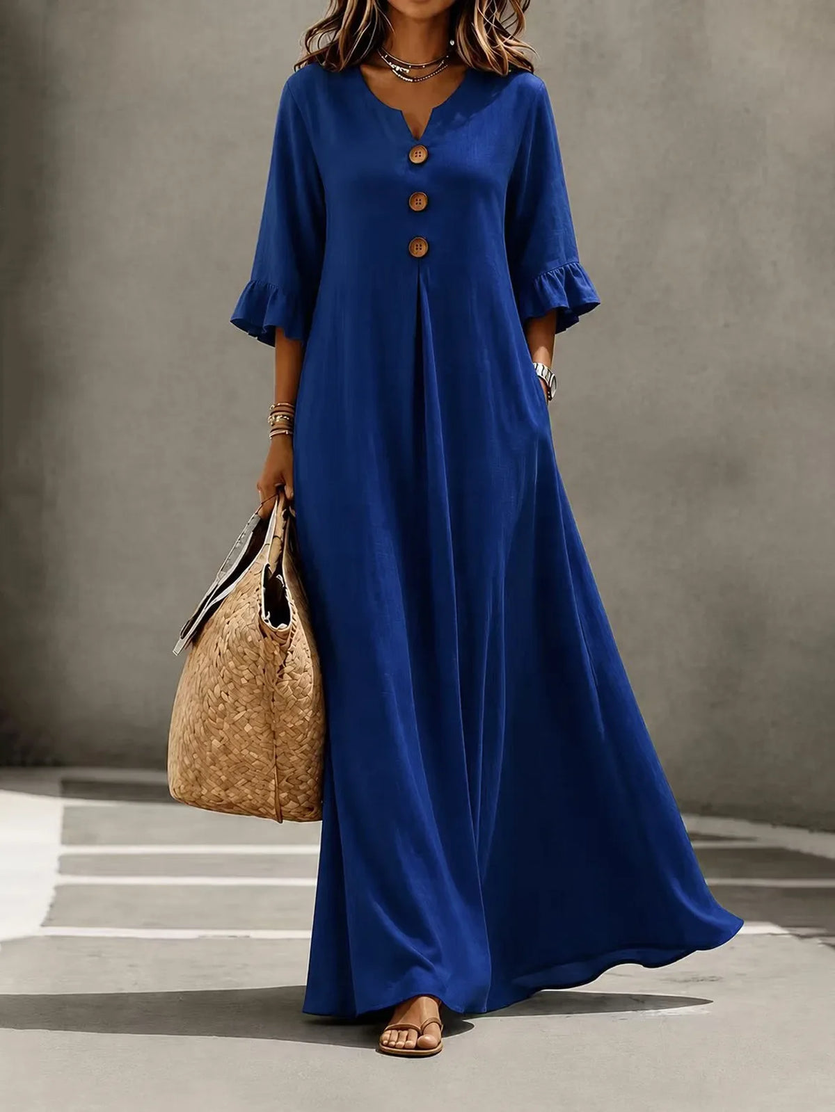 Cameron™ | Elegant Button Front Flare Dress