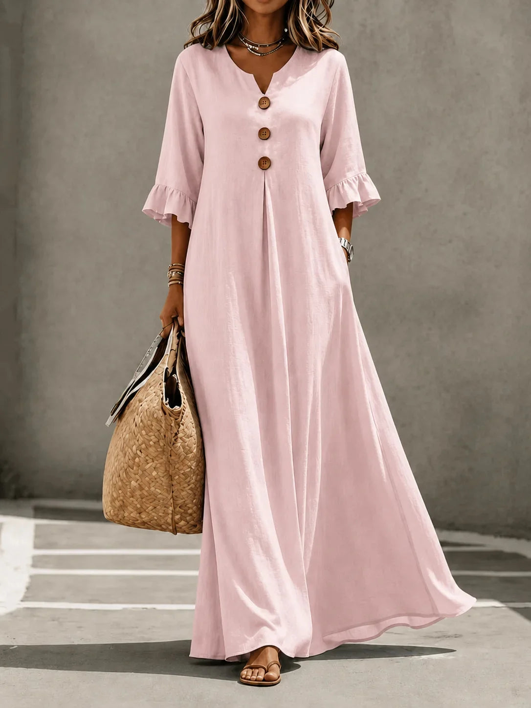 Cameron™ | Elegant Button Front Flare Dress
