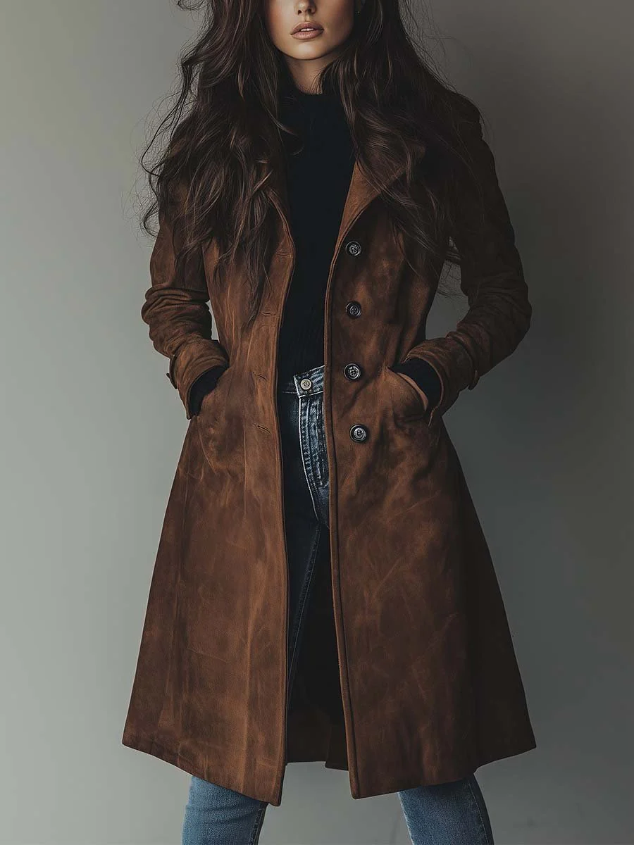 Daniella™ | Vintage Button Front Longline Coat