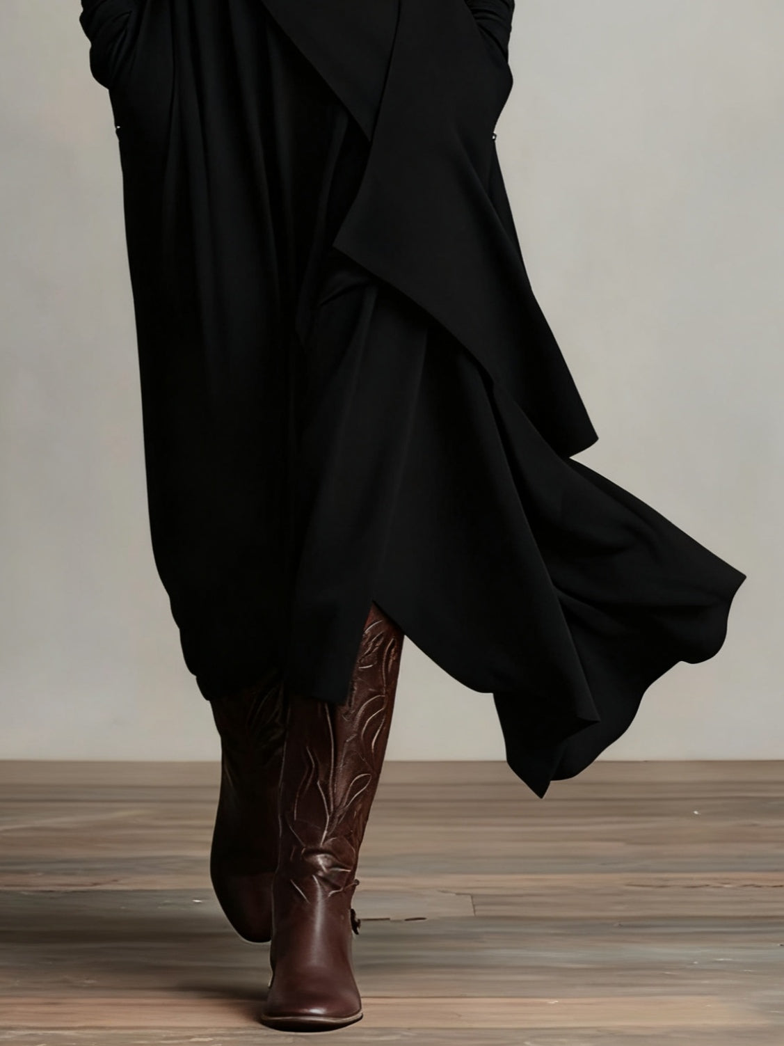 Giorgia™ - High Neck Asymmetrical Pleated Maxi Dress