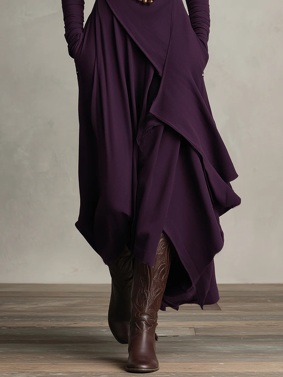 Giorgia™ - High Neck Asymmetrical Pleated Maxi Dress