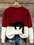 Arabella™ | Elegant Cat Print Oversized Sweater