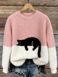 Marcie™ | Elegant Cat Print Oversized Sweater