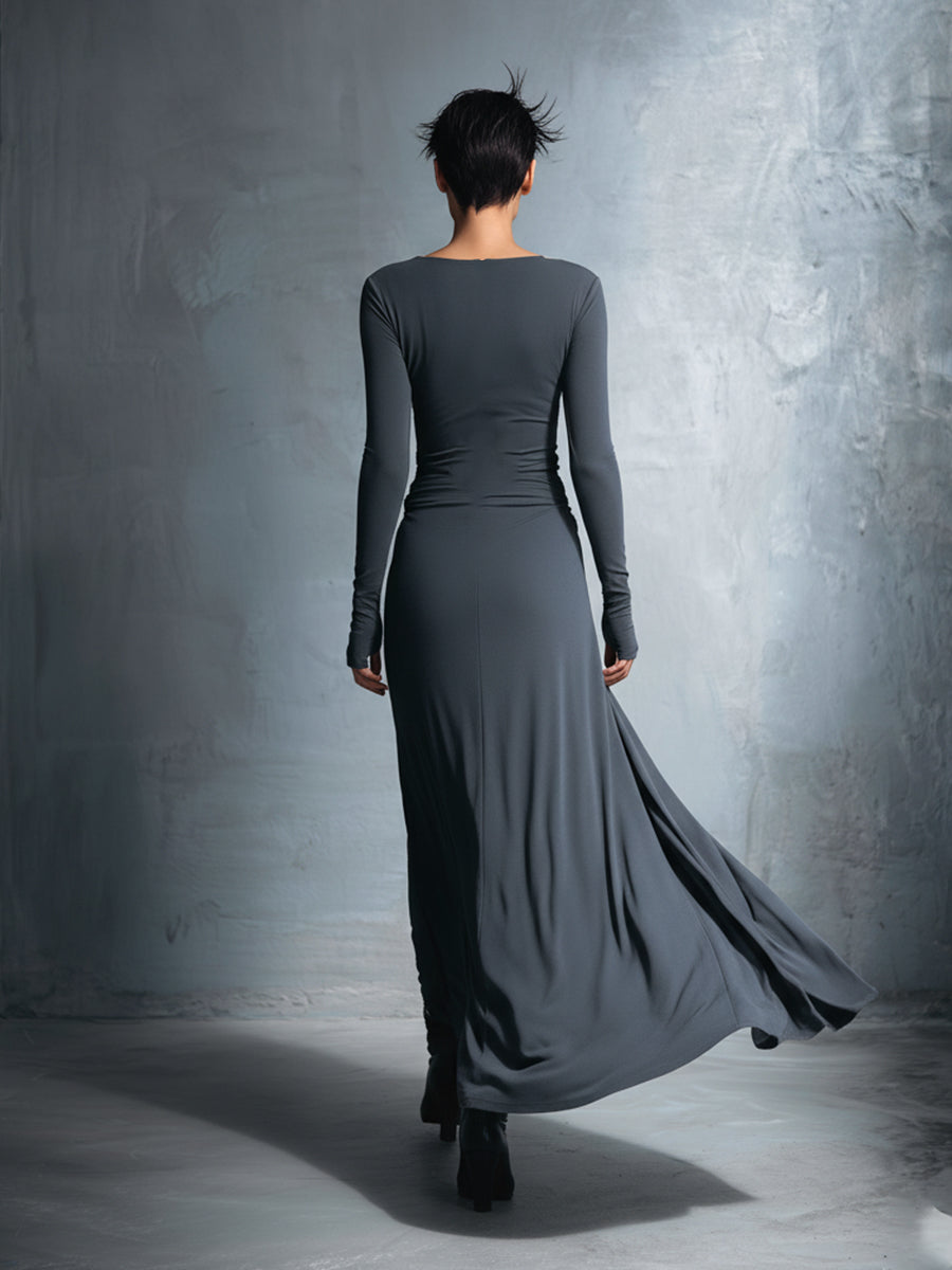 Shelia™ | Elegant Draped Long Sleeve Maxi Dress
