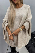 Charlotte | Women's Oversized Batwing-Sleeve Crewneck Knit Sweater