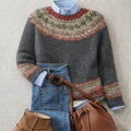 Eleanor | Women's Relaxed-Fit Fair Isle Nordic Knit Crewneck Sweater